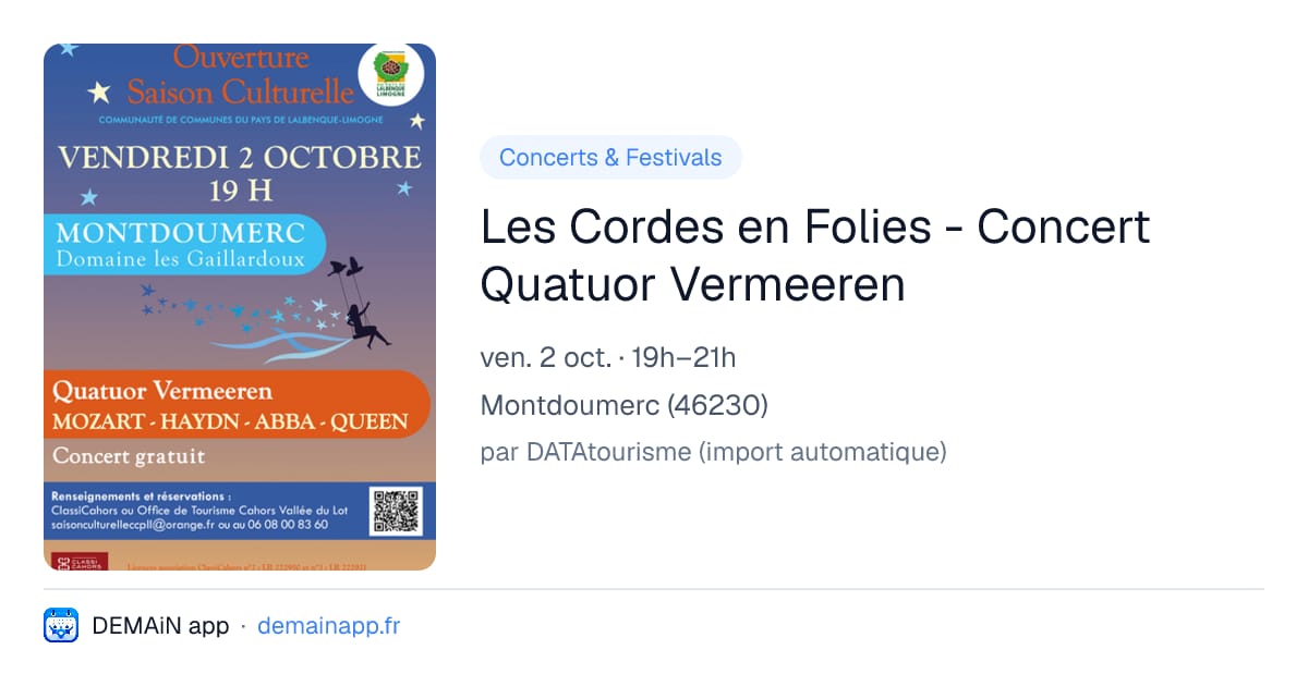 Les Cordes en Folies - Concert Quatuor Vermeeren — Montdoumerc