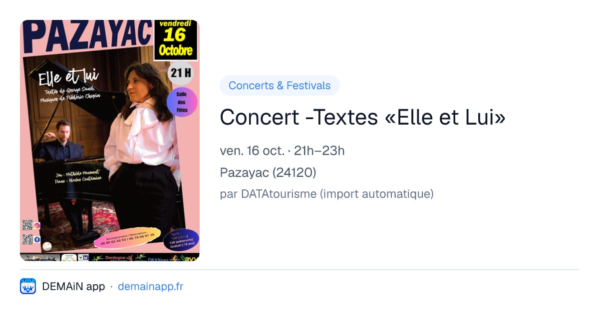 Concert -Textes «Elle et Lui» — Pazayac