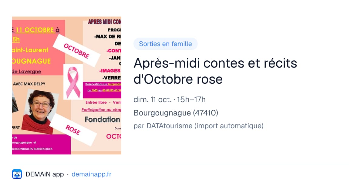Après-midi contes et récits d'Octobre rose — Bourgougnague