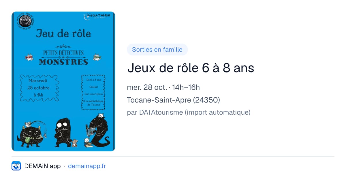 Jeux de rôle 6 à 8 ans — Tocane-Saint-Apre
