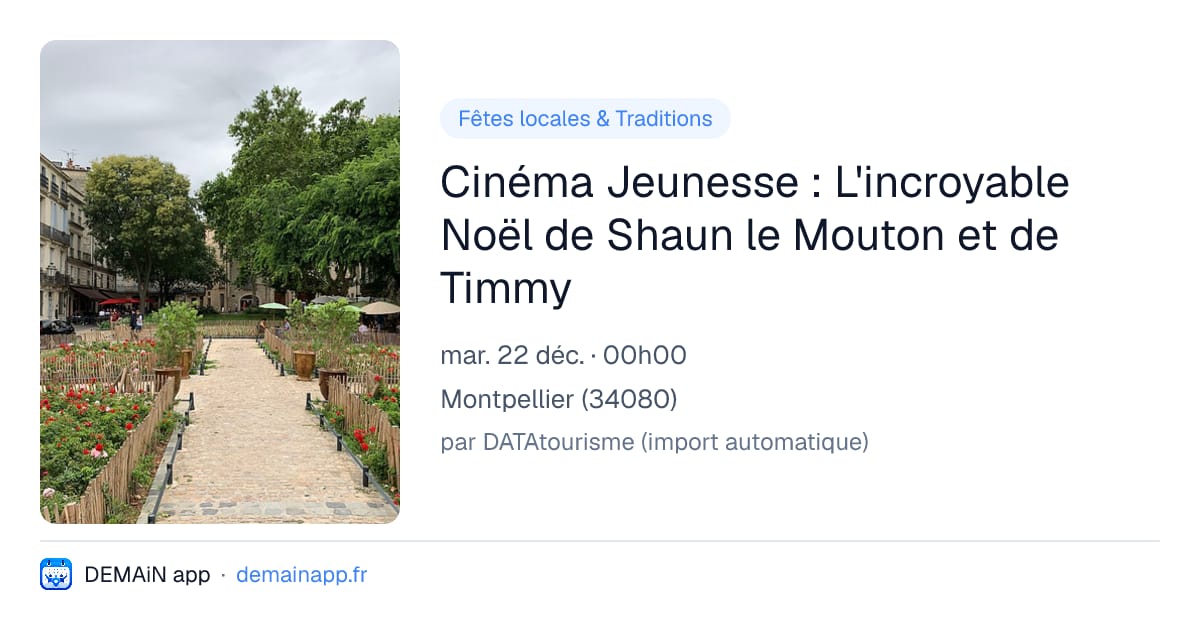 Cinéma Jeunesse : L'incroyable Noël de Shaun le Mouton et de Timmy — Montpellier