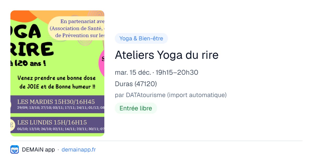 Ateliers Yoga du rire — Duras