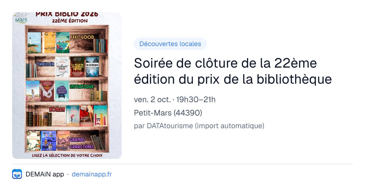 Soirée de clôture de la 22ème édition du prix de la bibliothèque — Petit-Mars
