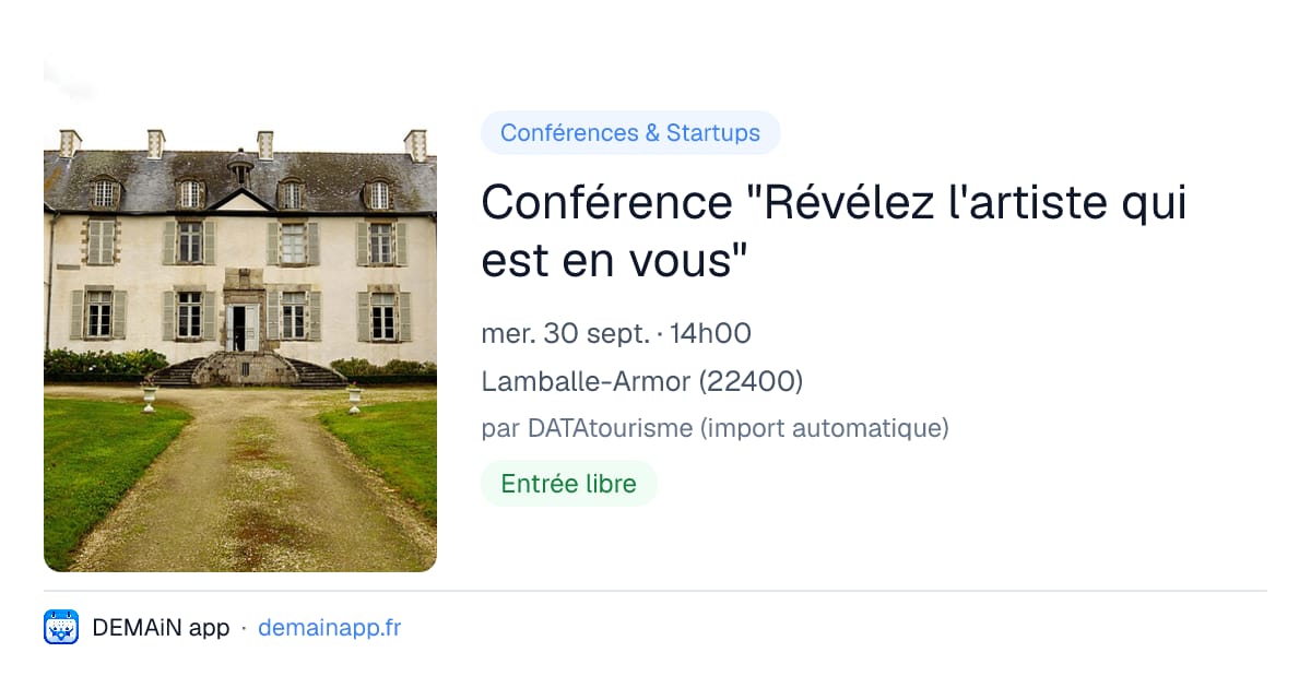 Conférence "Révélez l'artiste qui est en vous" — Lamballe-Armor