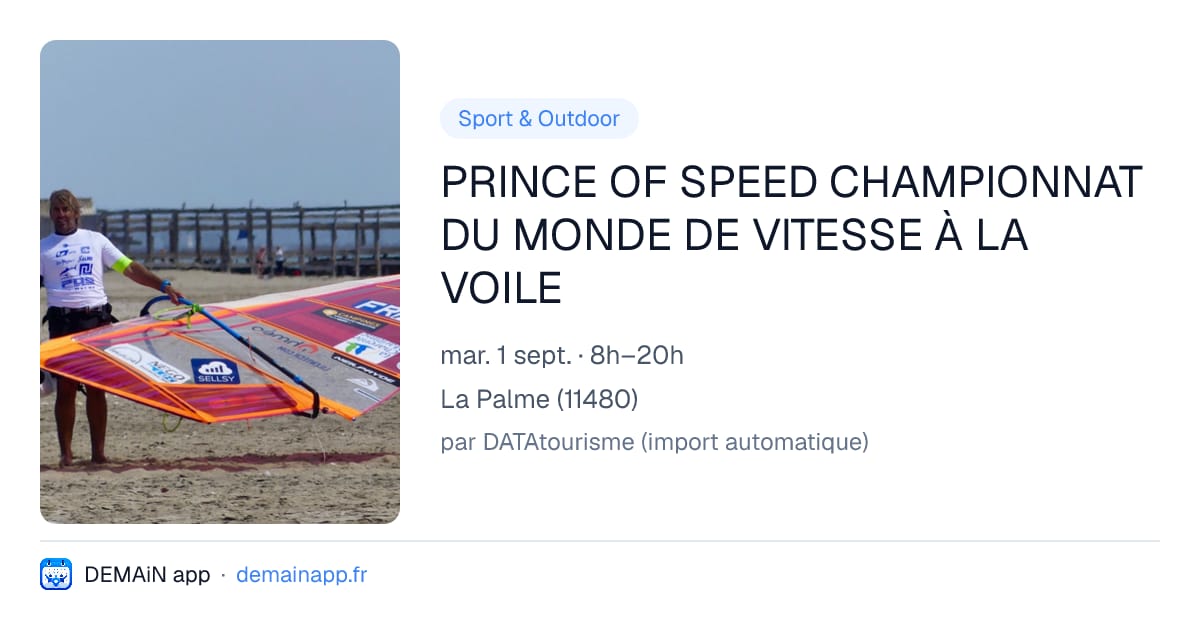 PRINCE OF SPEED CHAMPIONNAT DU MONDE DE VITESSE À LA VOILE — La Palme