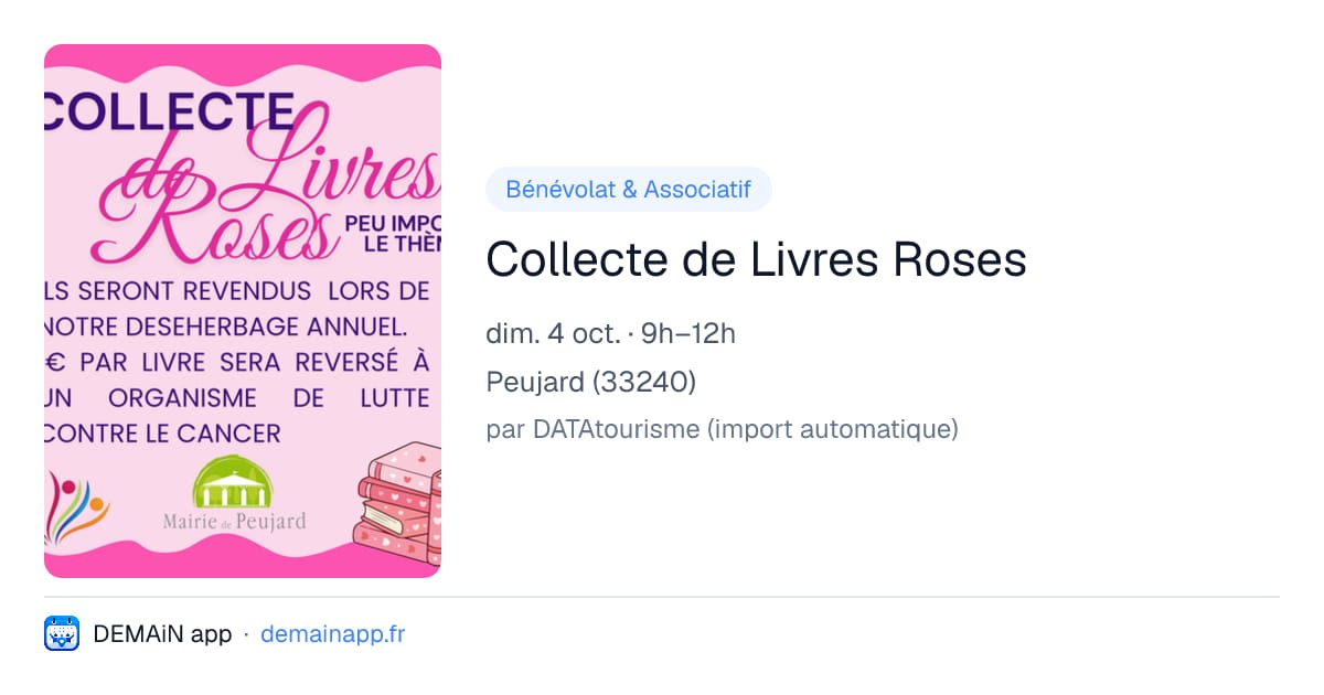 Collecte de Livres Roses — Peujard