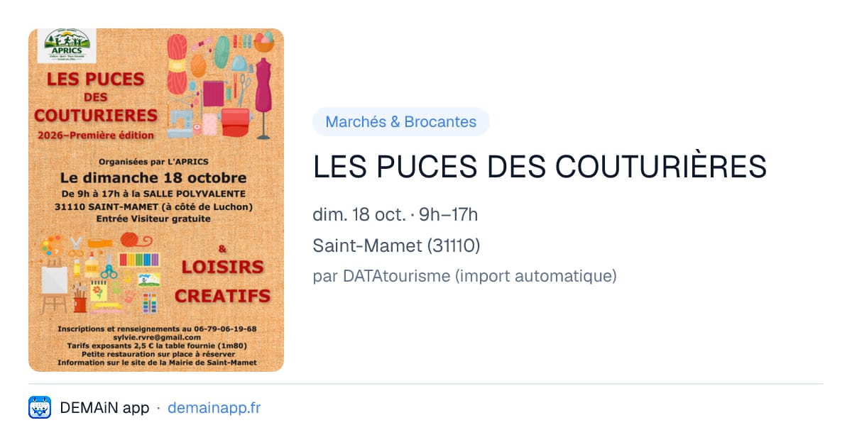 LES PUCES DES COUTURIÈRES — Saint-Mamet