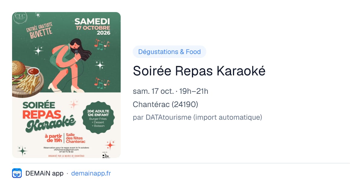 Soirée Repas Karaoké — Chantérac