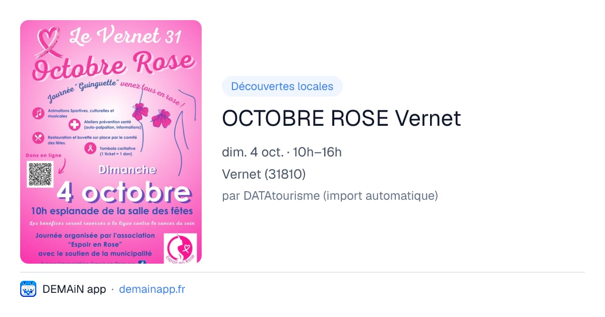 OCTOBRE ROSE Vernet — Vernet