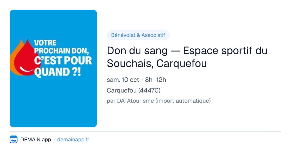 Don du sang — Espace sportif du Souchais, Carquefou — Carquefou