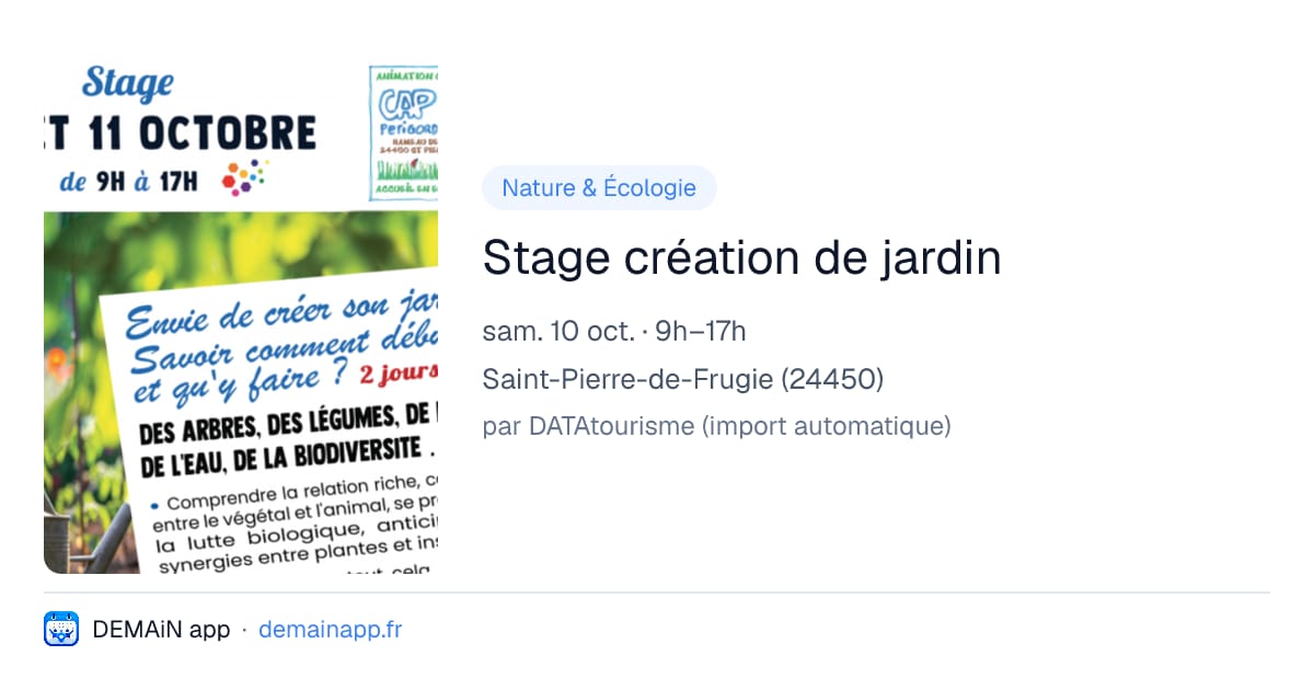 Stage création de jardin — Saint-Pierre-de-Frugie