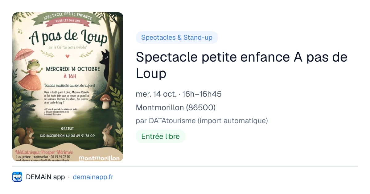 Spectacle petite enfance A pas de Loup — Montmorillon