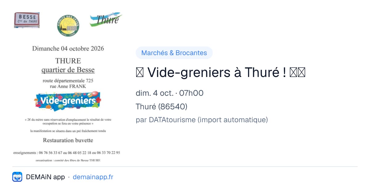 📢 Vide-greniers à Thuré ! 🛍️✨ — Thuré