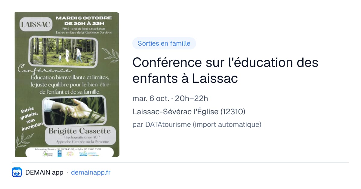 Conférence sur l'éducation des enfants à Laissac — Laissac-Sévérac l'Église