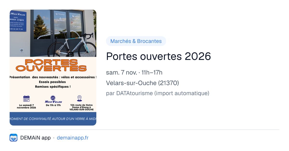 Portes ouvertes 2026 — Velars-sur-Ouche
