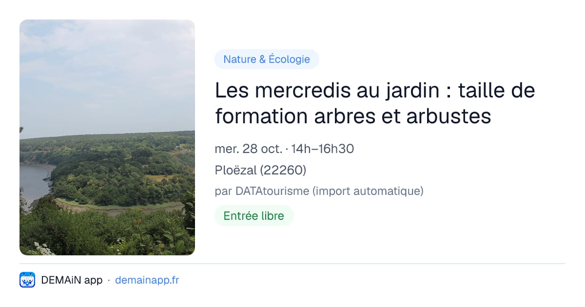 Les mercredis au jardin : taille de formation arbres et arbustes — Ploëzal