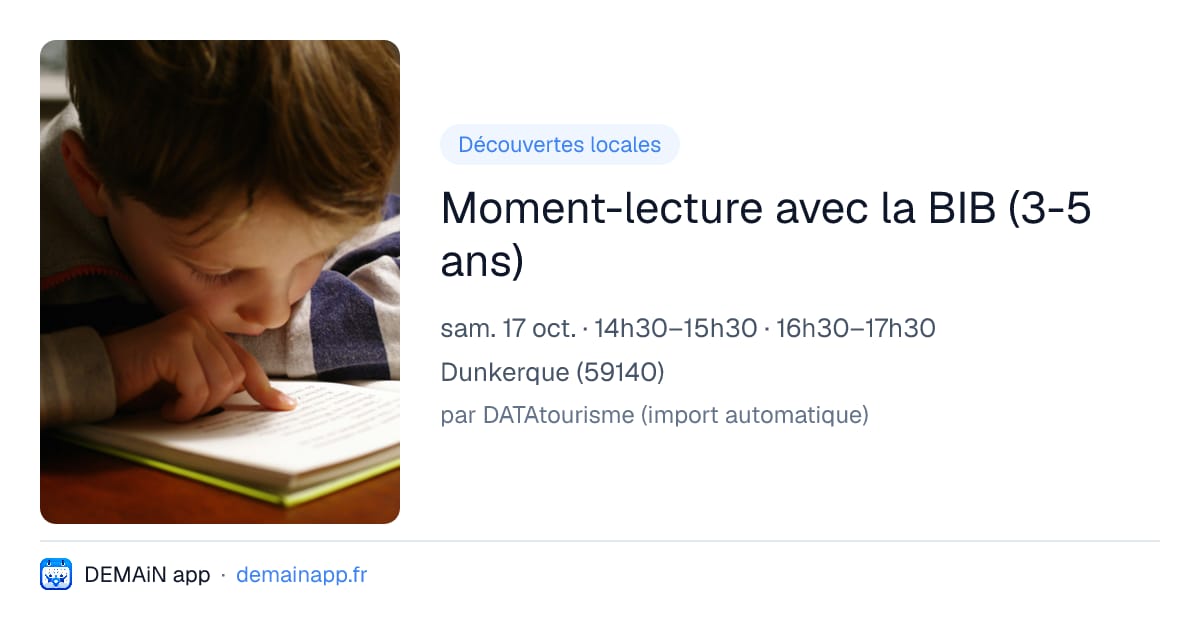Moment-lecture avec la BIB (3-5 ans) — Dunkerque
