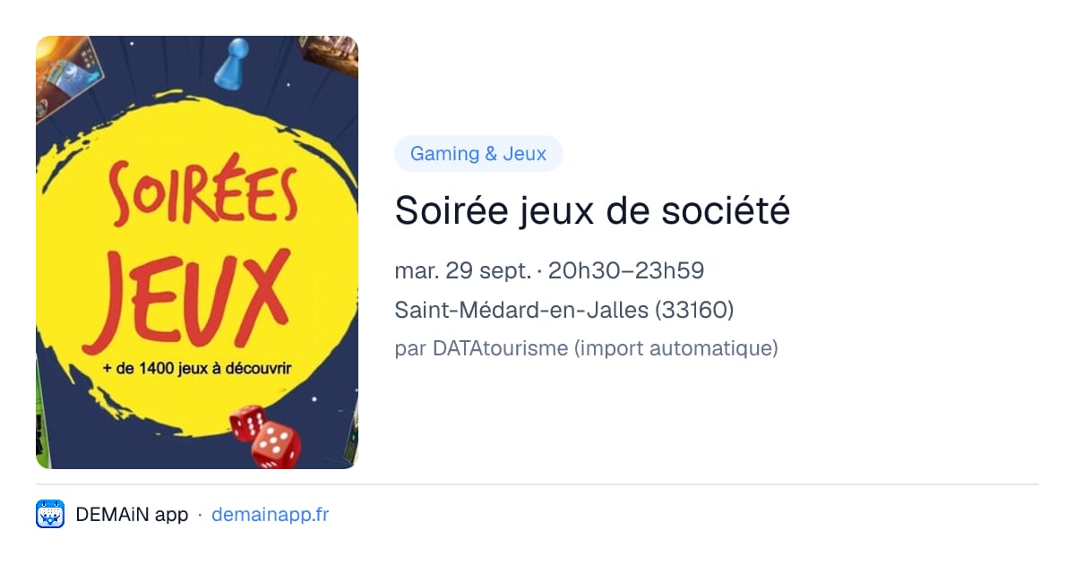 Soirée jeux de société — Saint-Médard-en-Jalles