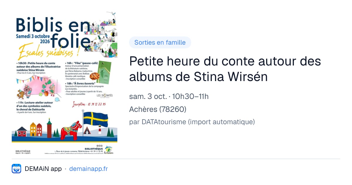 Petite heure du conte autour des albums de Stina Wirsén — Achères