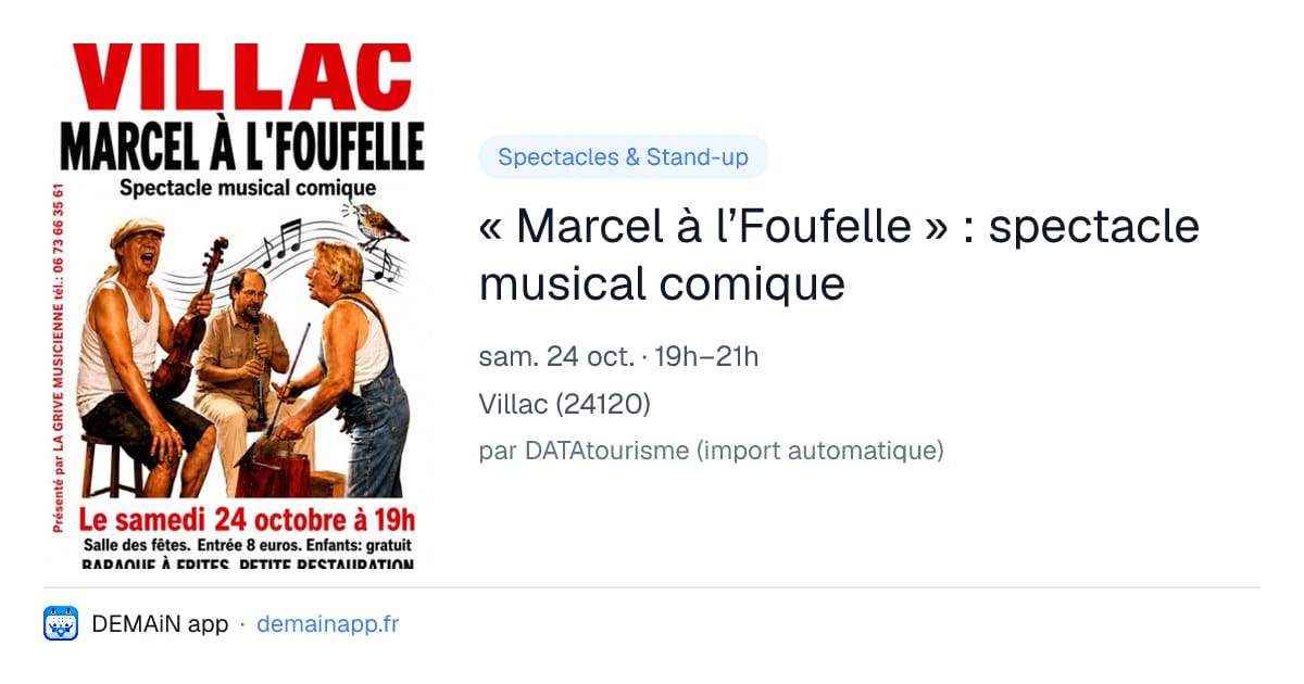 « Marcel à l’Foufelle » : spectacle musical comique — Villac