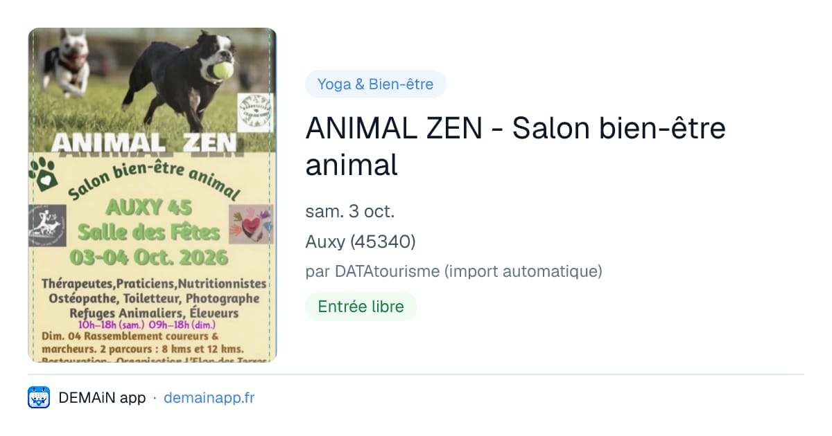 ANIMAL ZEN - Salon bien-être animal — Auxy