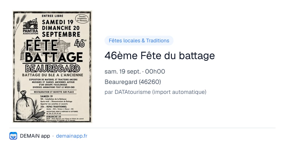 46ème Fête du battage — Beauregard