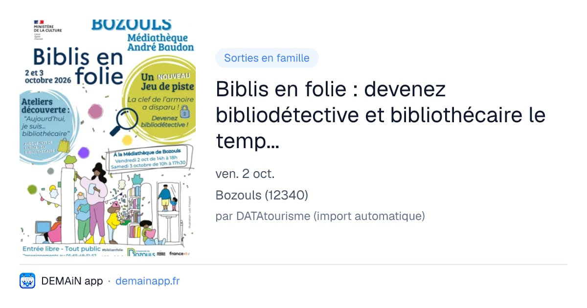 Biblis en folie : devenez bibliodétective et bibliothécaire le temps d’un week-end ! — Bozouls