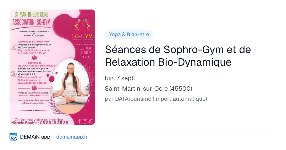 Séances de Sophro-Gym et de Relaxation Bio-Dynamique — Saint-Martin-sur-Ocre