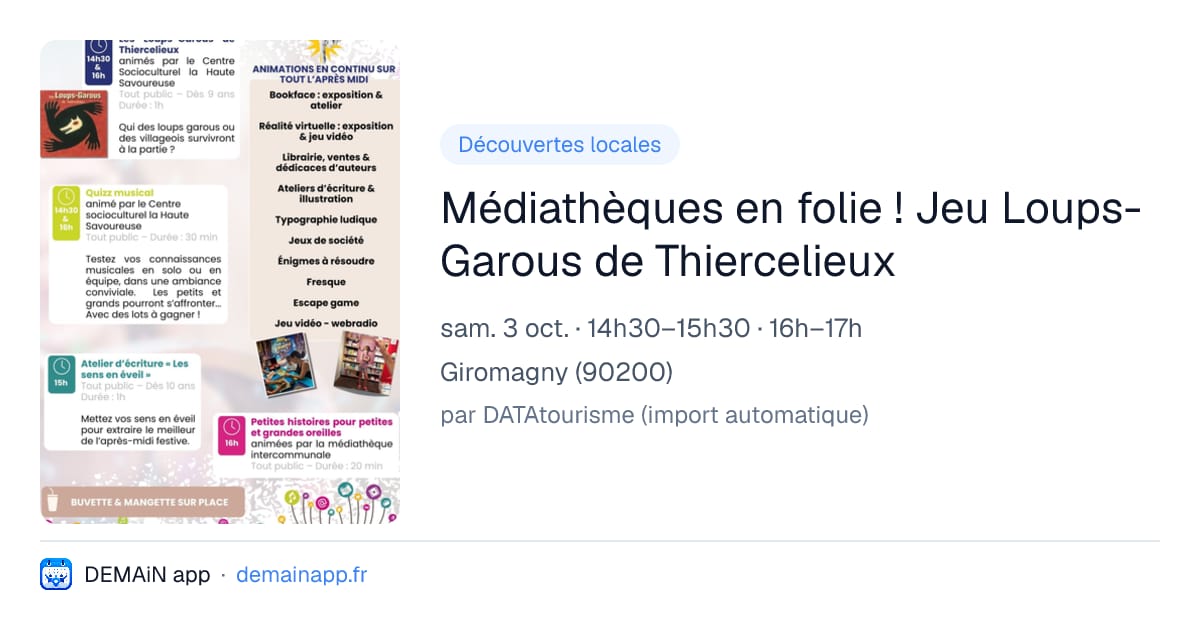 Médiathèques en folie ! Jeu Loups-Garous de Thiercelieux — Giromagny