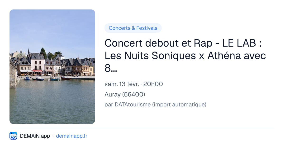 Concert debout et Rap - LE LAB : Les Nuits Soniques x Athéna avec 8ruki et Surprise — Auray
