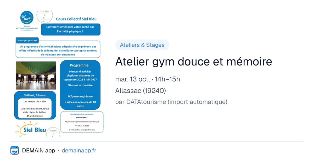Atelier gym douce et mémoire — Allassac