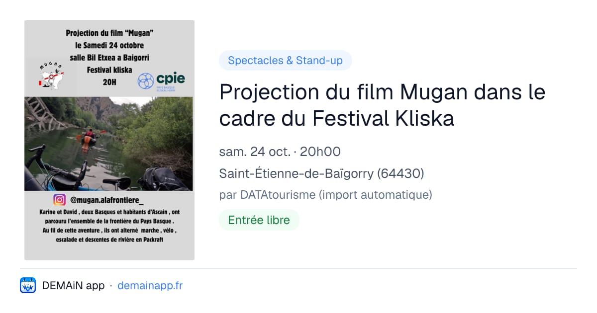 Projection du film Mugan dans le cadre du Festival Kliska — Saint-Étienne-de-Baïgorry