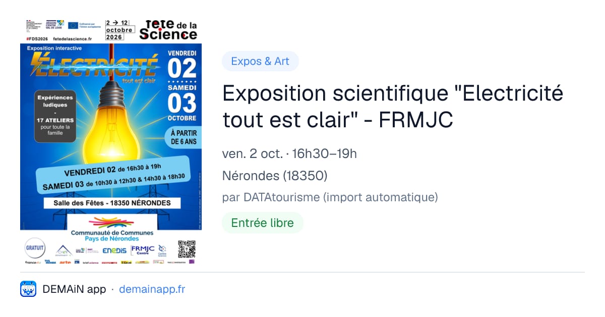 Exposition scientifique "Electricité tout est clair" - FRMJC — Nérondes