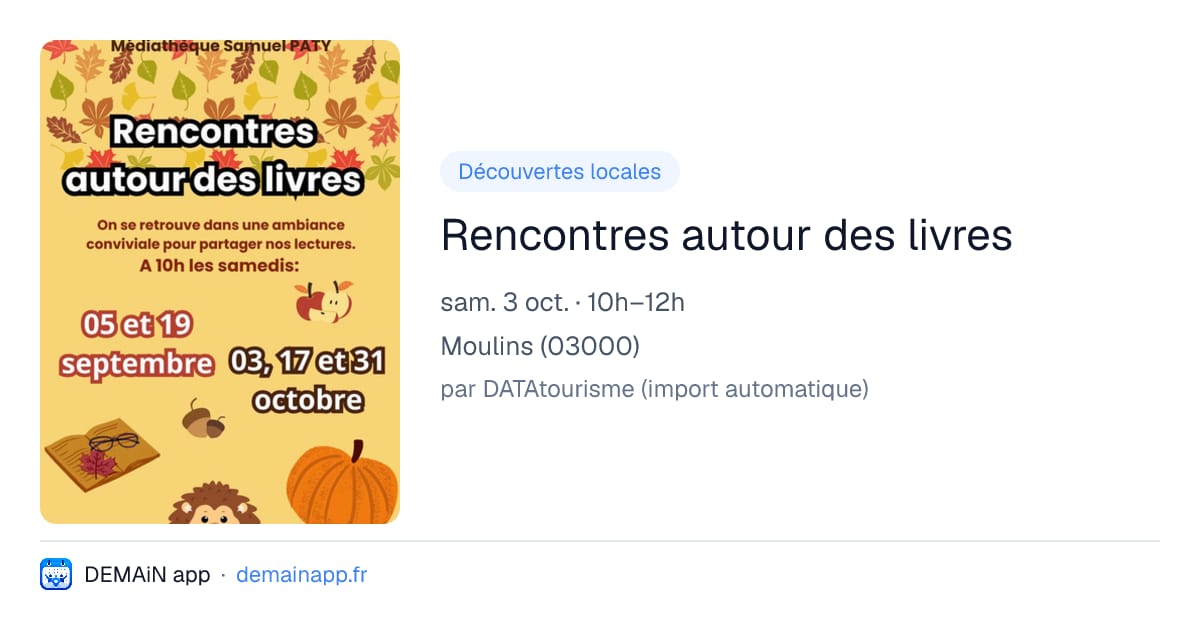 Rencontres autour des livres — Moulins