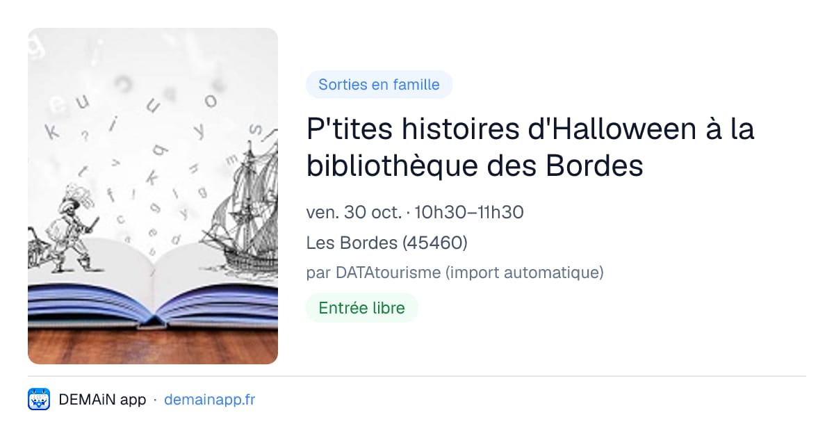 P'tites histoires d'Halloween à la bibliothèque des Bordes — Les Bordes