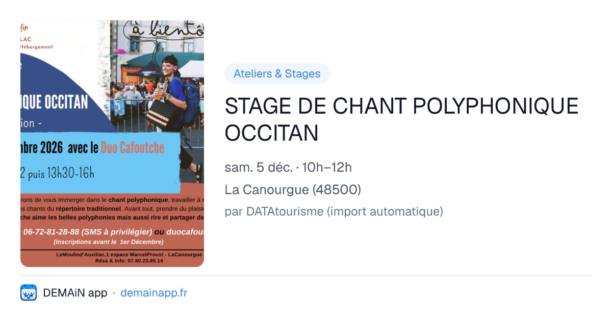 STAGE DE CHANT POLYPHONIQUE OCCITAN — La Canourgue