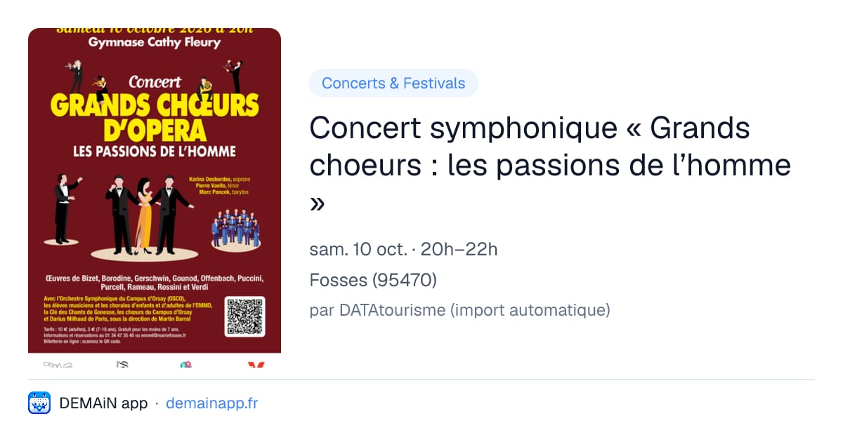 Concert symphonique « Grands choeurs : les passions de l’homme » — Fosses