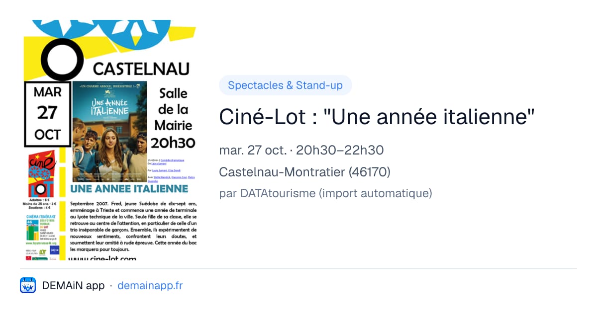 Ciné-Lot : "Une année italienne" — Castelnau-Montratier