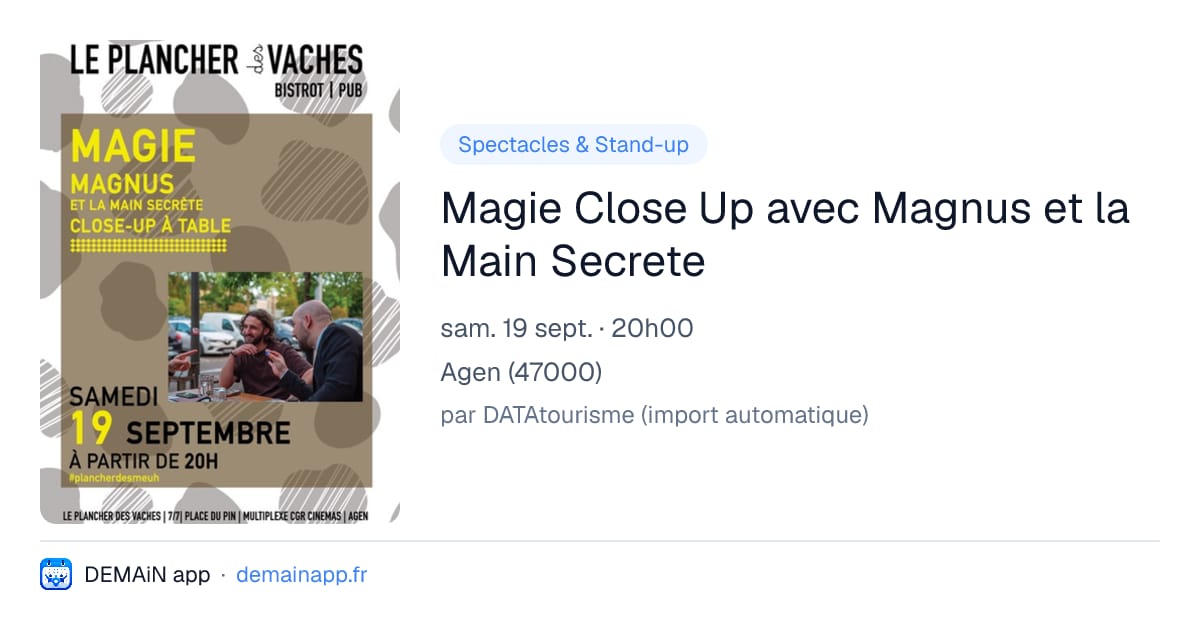 Magie Close Up avec Magnus et la Main Secrete — Agen