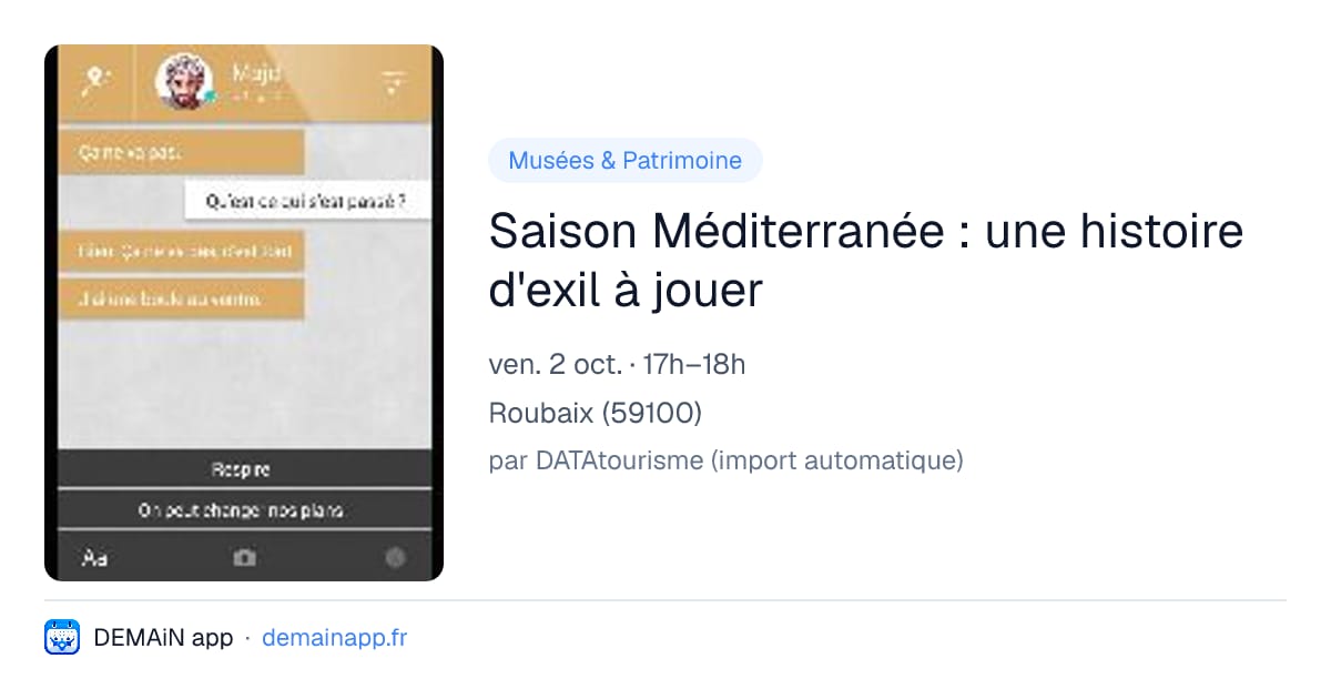 Saison Méditerranée : une histoire d'exil à jouer — Roubaix