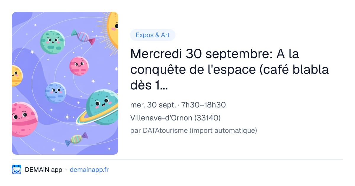 Mercredi 30 septembre: A la conquête de l'espace (café blabla dès 16h30) — Villenave-d'Ornon