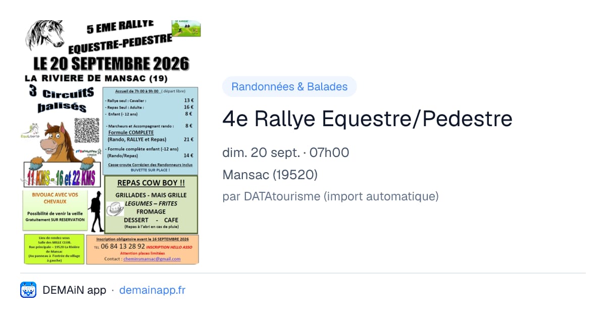 4e Rallye Equestre/Pedestre — Mansac
