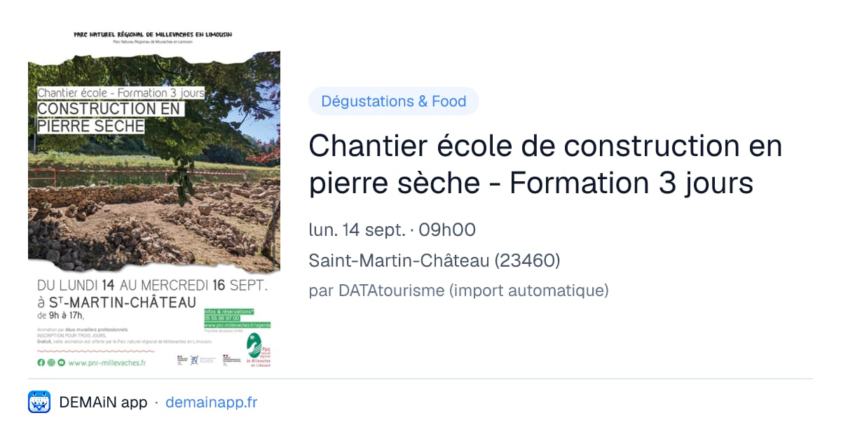 Chantier école de construction en pierre sèche - Formation 3 jours — Saint-Martin-Château