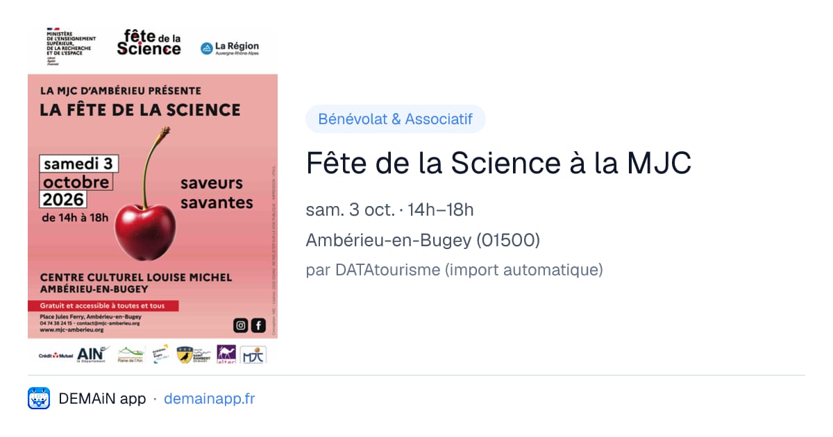 Fête de la Science à la MJC — Ambérieu-en-Bugey