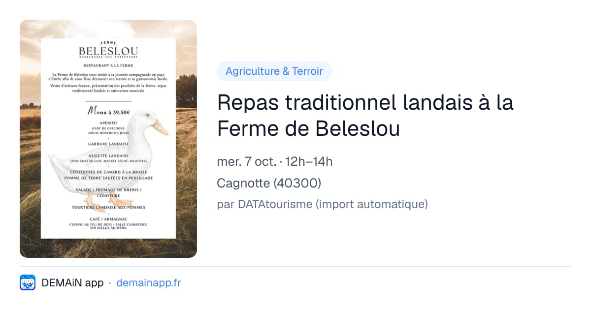 Repas traditionnel landais à la Ferme de Beleslou — Cagnotte