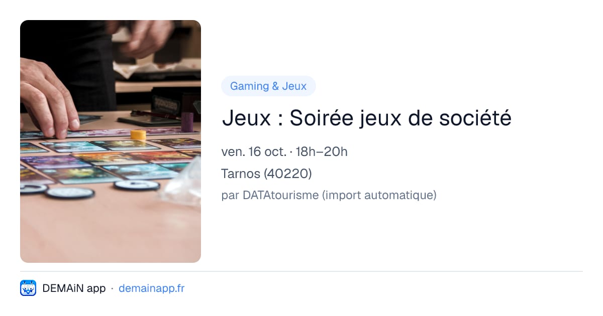 Jeux : Soirée jeux de société — Tarnos