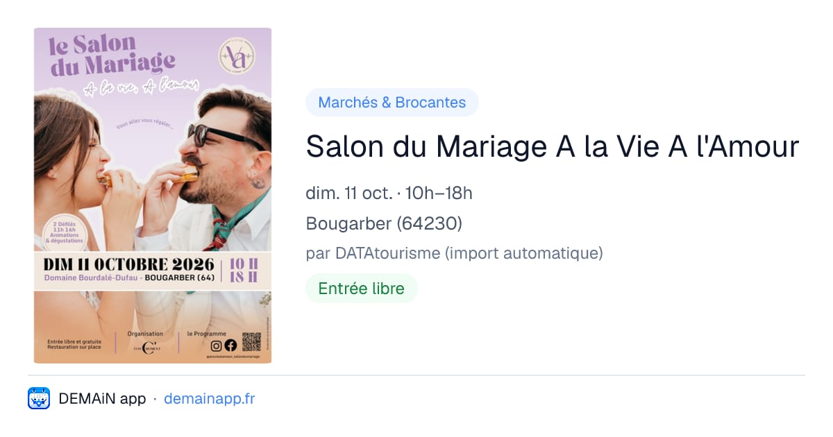 Salon du Mariage A la Vie A l'Amour — Bougarber
