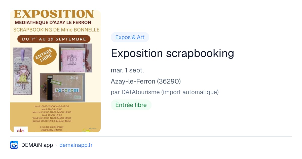 Exposition scrapbooking — Azay-le-Ferron