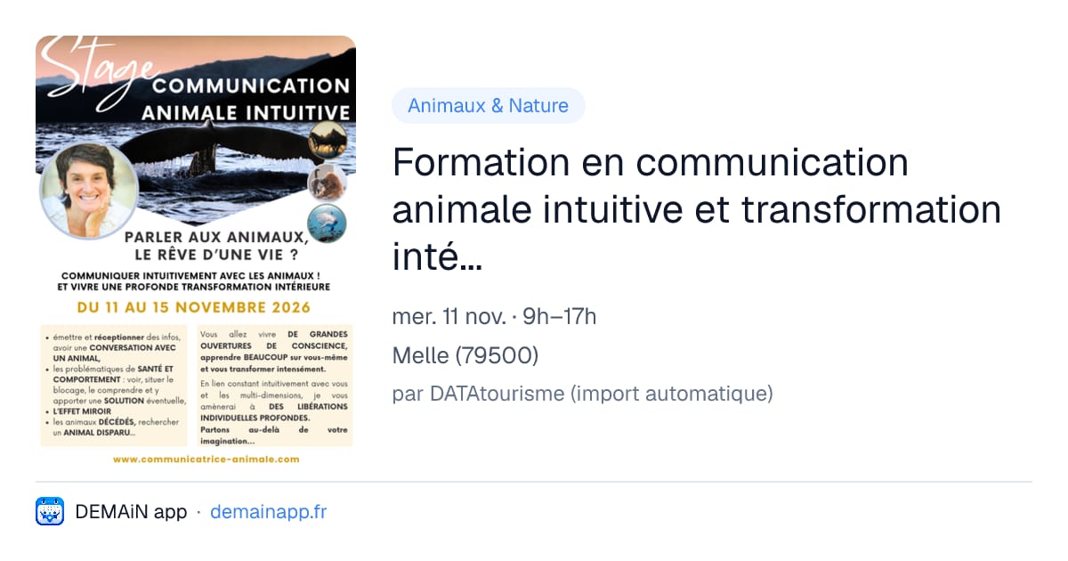 Formation en communication animale intuitive et transformation intérieure — Melle