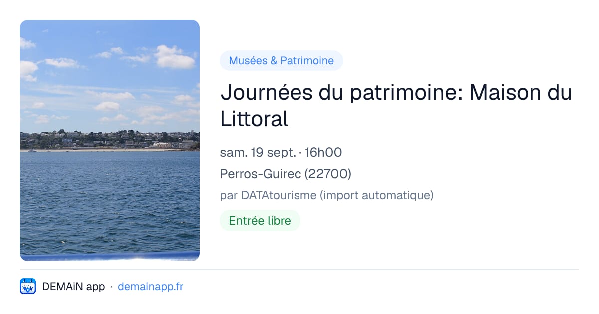 Journées du patrimoine: Maison du Littoral — Perros-Guirec